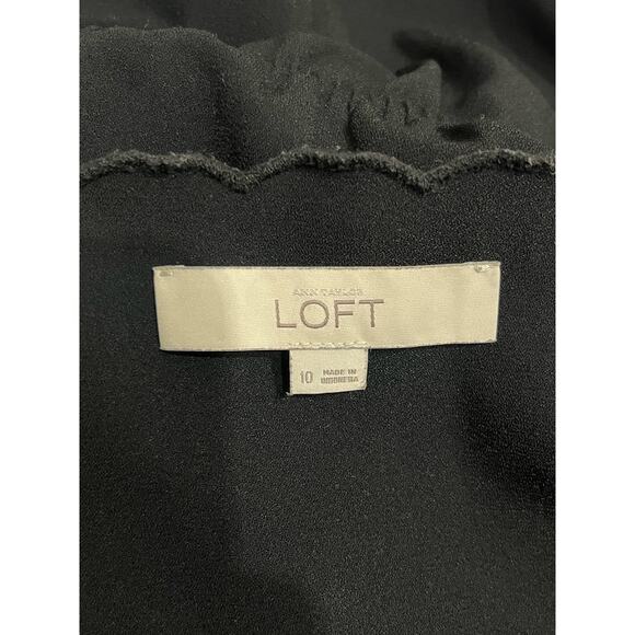 Ann Taylor LOFT Black sleeveless scalloped cut out mini dress SIZE 10 - Picture 5 of 6